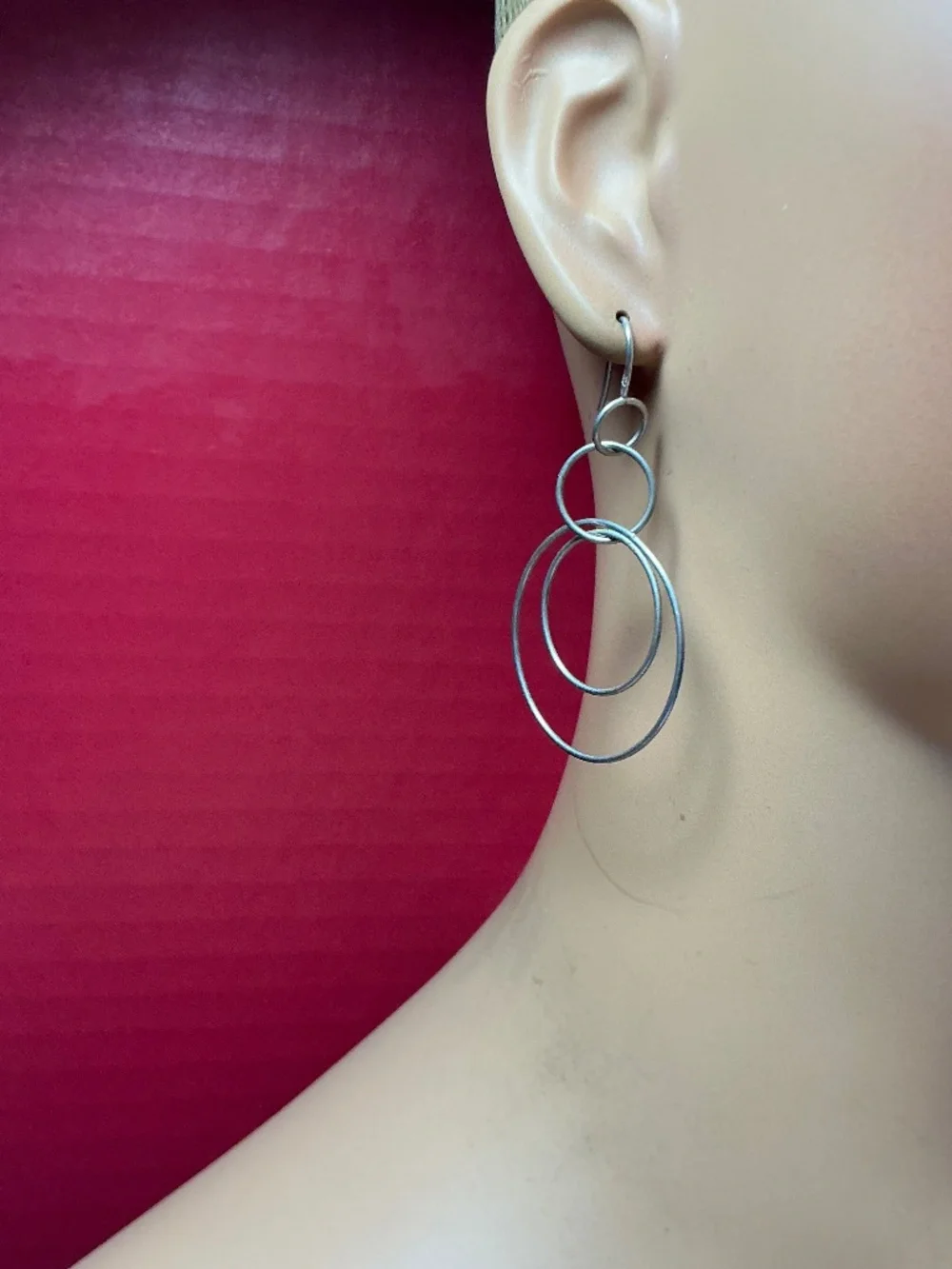 Silpada Sterling Silver Interlocking Circles Dangle Earrings. 2 and 3/8 inches
